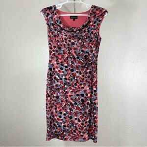 Connected Apparel Pink and Black Midi Dress